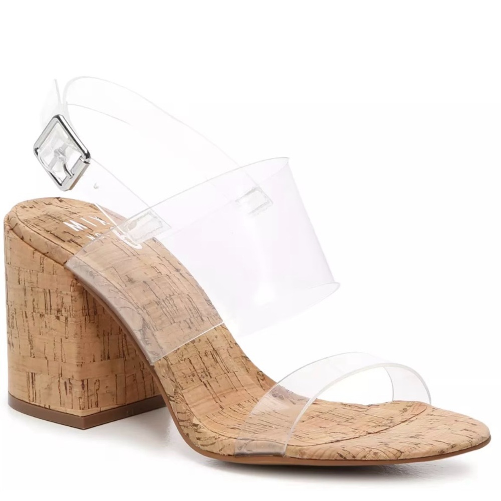 Mix No. 6 Clear Strap Cork Block Heels